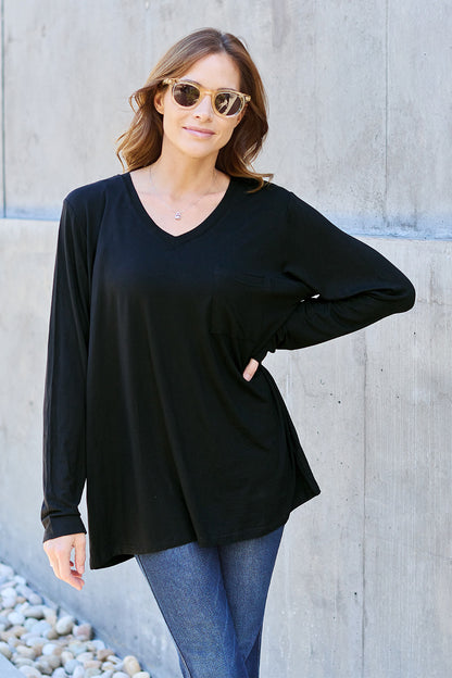 Basic Bae Full Size V-Neck Long Sleeve Top Black Apparel/Tops Basic Bae Ship from USA TikTok Tops Trendsi USPS Walmart Walmart Apparel Trendsi https://www.cyberehub.com