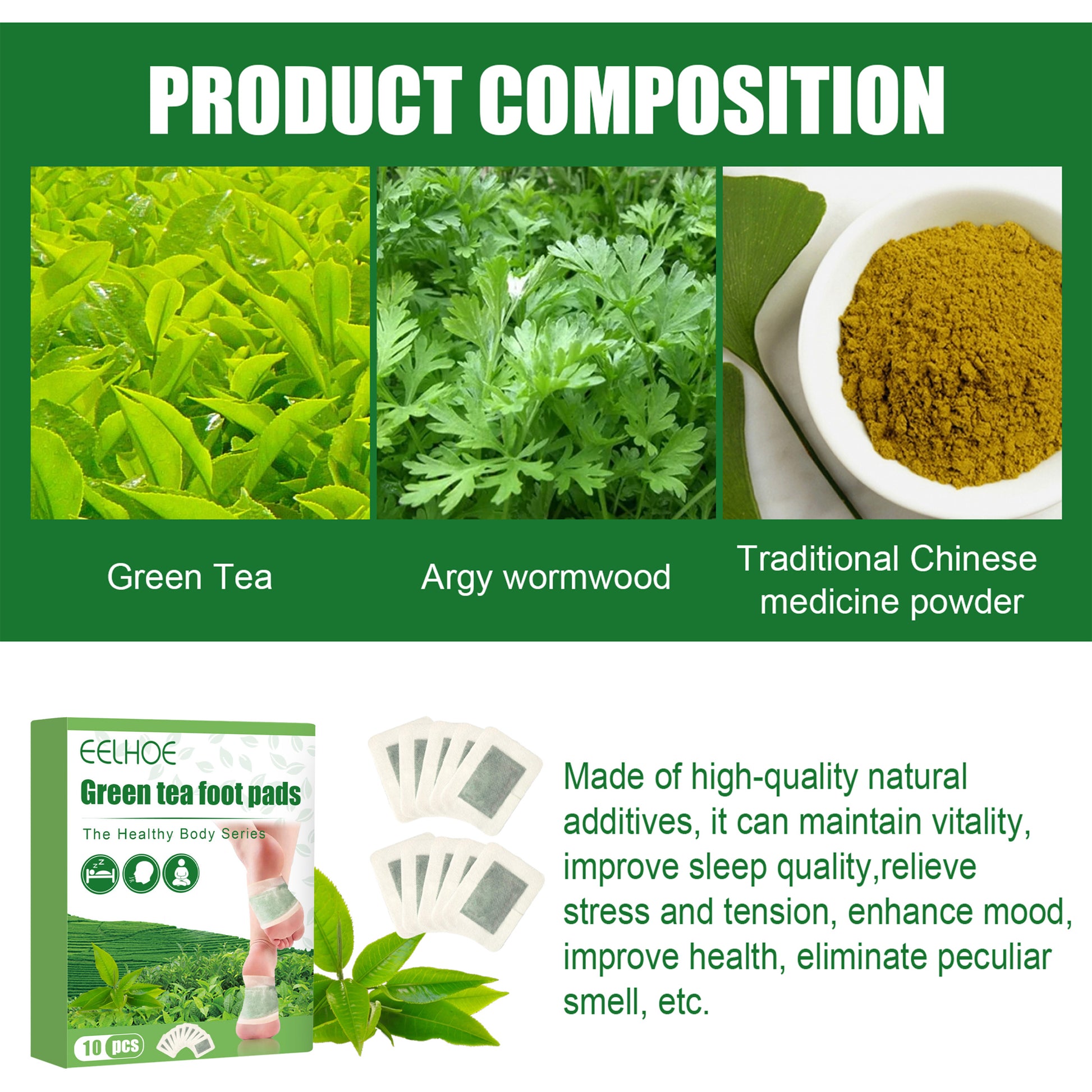 Green Tea Foot Patch, Improves Sleep Quality And Relieves Muscle Tension And Body Stress Foot Care Patch Health Eprolo https://www.cyberehub.com