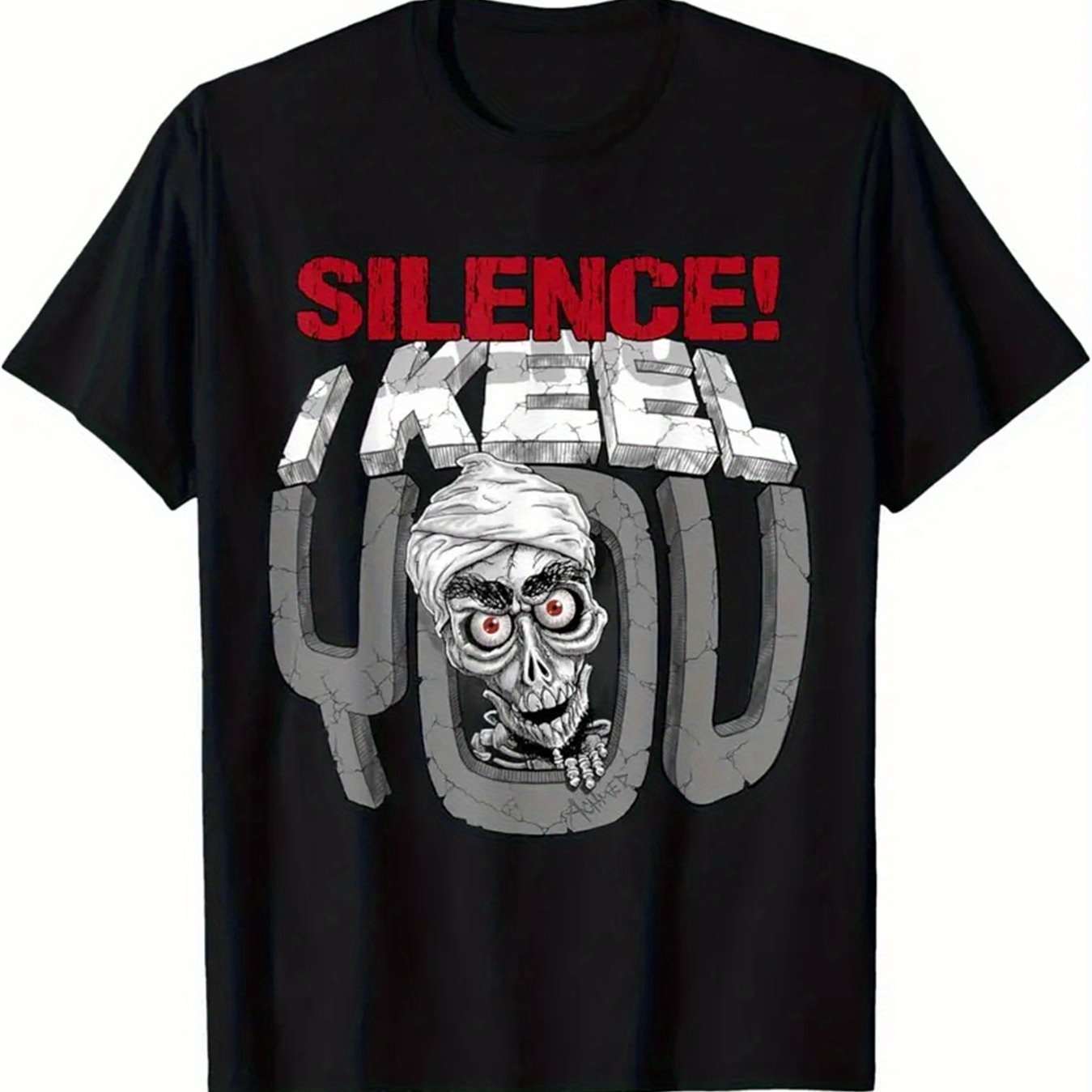 Silence, I Keel You - Men's Letter Pattern Printed T-shirt - Soft Round Neck, Comfortable Fit, Slightly Elastic Knitted Fabric, Casual Summer T-shirt Black Apparel/Mens/Shirts Apparel CJ POD T-Shirt USa CJ https://www.cyberehub.com