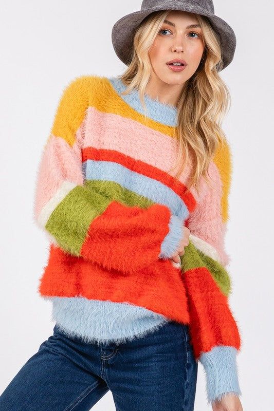 SAGE + FIG Color Block Round Neck Dropped Shoulder Sweater Apparel Apparel SAGE+FIG Ship from USA TikTok Trendsi Trendsi https://www.cyberehub.com