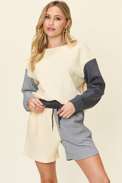 Double Take Full Size Contrast Drop Shoulder Top and Shorts Set Cloudy Blue Apparel/Tops Double Take Ship from USA TikTok Tops Trendsi USPS Walmart Walmart Apparel Trendsi https://www.cyberehub.com
