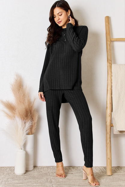 Basic Bae Full Size Ribbed Round Neck High-Low Slit Top and Pants Set Apparel/Tops Basic Bae Ship from USA TikTok Tops Trendsi USPS Walmart Walmart Apparel Trendsi https://www.cyberehub.com