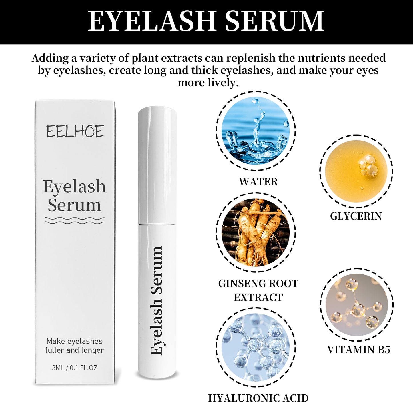 Eyelash Serum, Natural Beauty Curl Black Thick Slender Long Gentle Not Easily Stained Mascara Health Eprolo https://www.cyberehub.com
