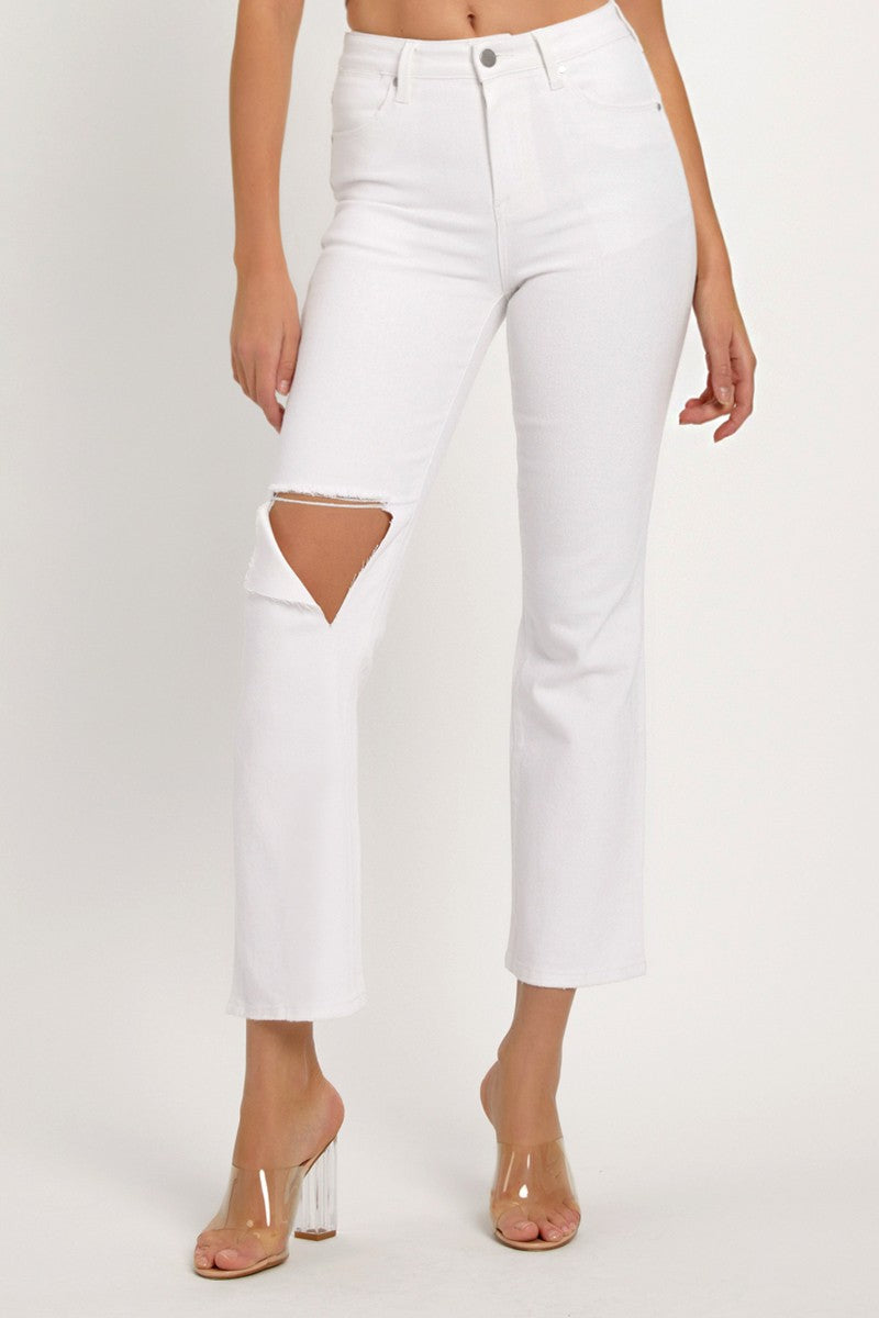RISEN Full Size Distressed Cropped Straight Jeans White Bottoms Bottoms Clothing RISEN Ship from USA Women Trendsi https://www.cyberehub.com