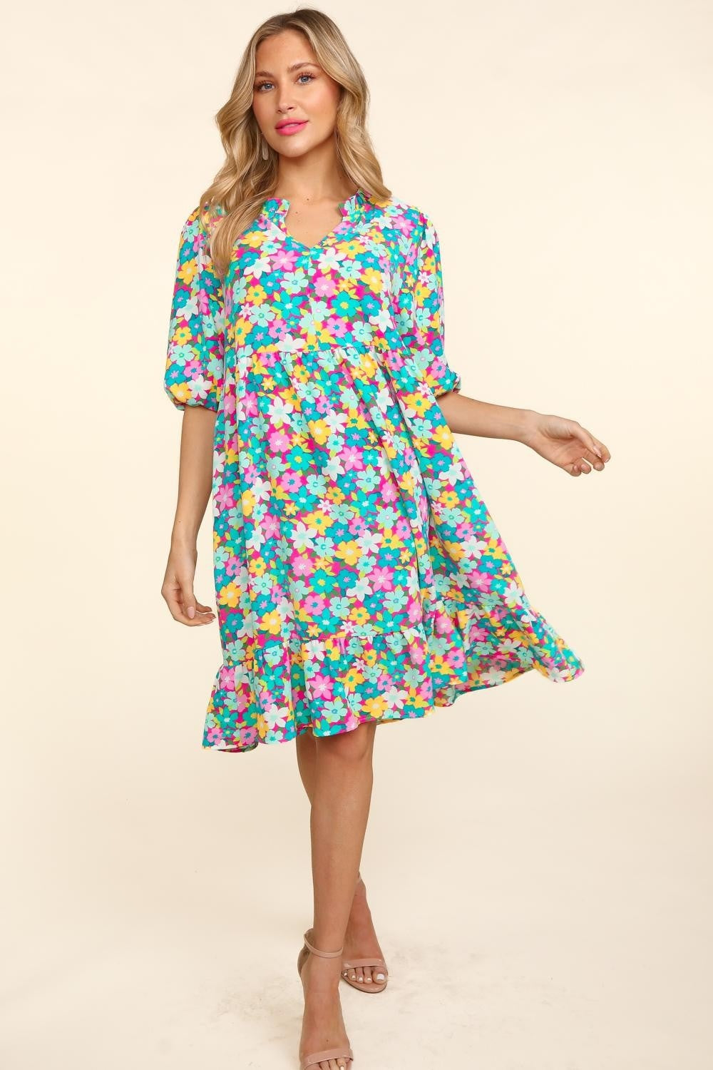Haptics Bubble Sleeve Floral Ruffled Dress Mint Fuchsia Apparel/Dress Dress Haptics Ship from USA TikTok Trendsi USPS Walmart Walmart Apparel Trendsi https://www.cyberehub.com