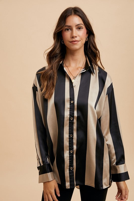 Annie Wear Striped Dropped Shoulder Button Up Shirt Apparel Annie Wear Apparel Ship from USA TikTok Trendsi Trendsi https://www.cyberehub.com