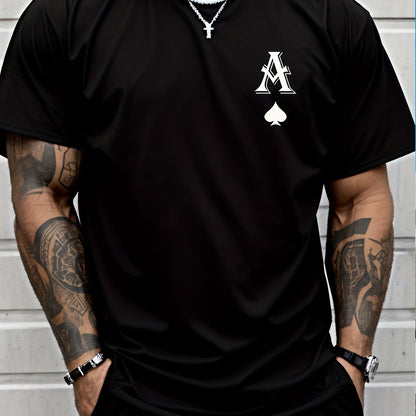 Men's Creative Printed Top, Casual Short Sleeved Round Neck T-shirt, Summer Outdoor Men's Clothing Black Apparel/Shirt/Graphic Shirt SNULLO https://www.cyberehub.com