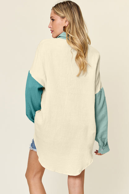 Double Take Full Size Pocketed Texture Button Up Shirt Apparel/Tops Double Take Ship from USA TikTok Tops Trendsi USPS Walmart Walmart Apparel Trendsi https://www.cyberehub.com