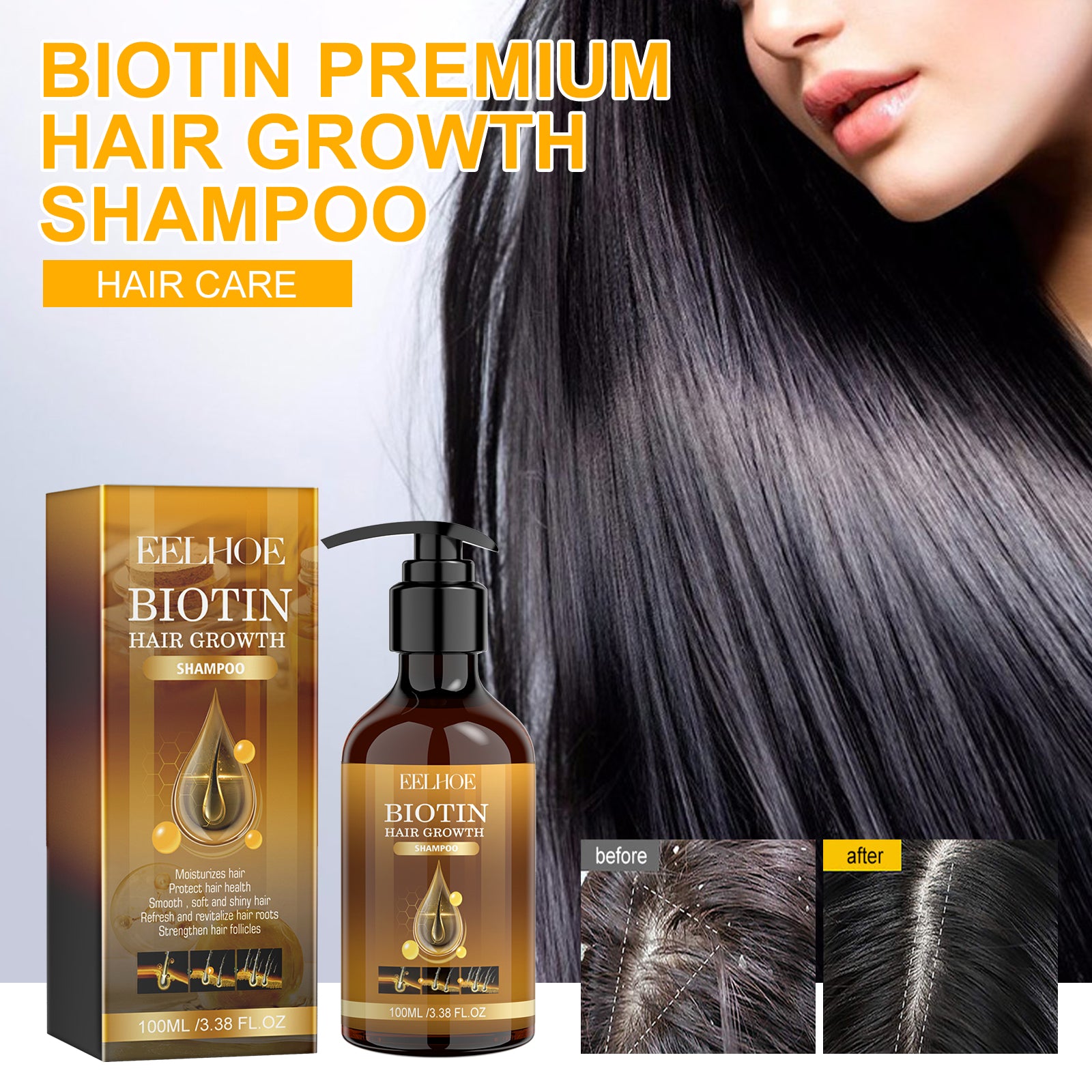 Biotin Shampoo Scalp Cleansing Gently Nourishes Hair Moisturizing Smooth And Glossy Shampoo Health & Beauty Health Eprolo https://www.cyberehub.com