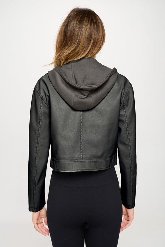 Coalition LA Snap Down Cropped Hooded Jacket Shirt Apparel Clothing Tops Coalition LA Ship from USA Shirts USA Women Trendsi https://www.cyberehub.com