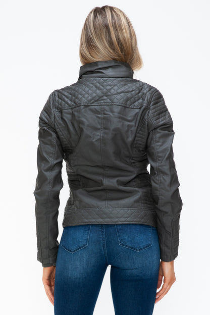 YMI Faux Layered Double-Zipper Jacket with Fuzzy Hood Tops/Jackets/Sweaters Clothing Tops Ship from USA TikTok Trendsi USPS Walmart YMI outerwear Trendsi https://www.cyberehub.com