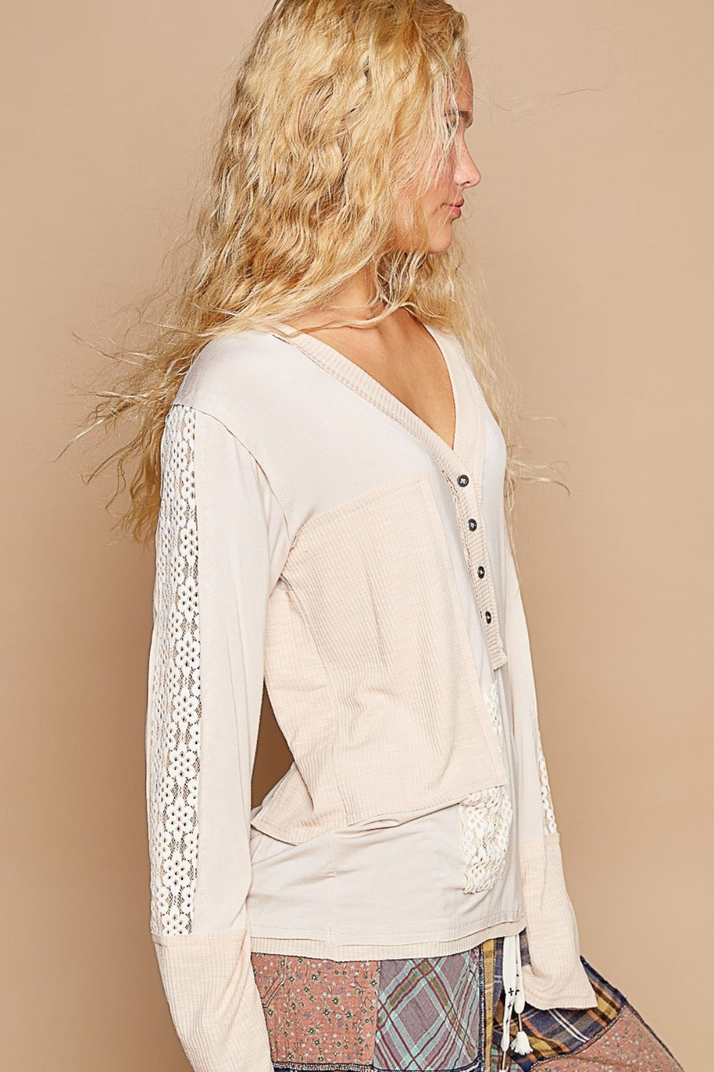 POL V-Neck Long Sleeve Floral Contrast Top Tops/Jackets/Sweaters Clothing Tops POL Ship from USA TikTok Trendsi USPS Walmart Trendsi https://www.cyberehub.com