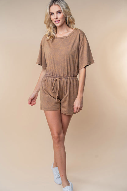White Birch Full Size Short Sleeve Drawstring Romper Apparel/Tops Ship from USA TikTok Tops Trendsi USPS Walmart Walmart Apparel White Birch Trendsi https://www.cyberehub.com