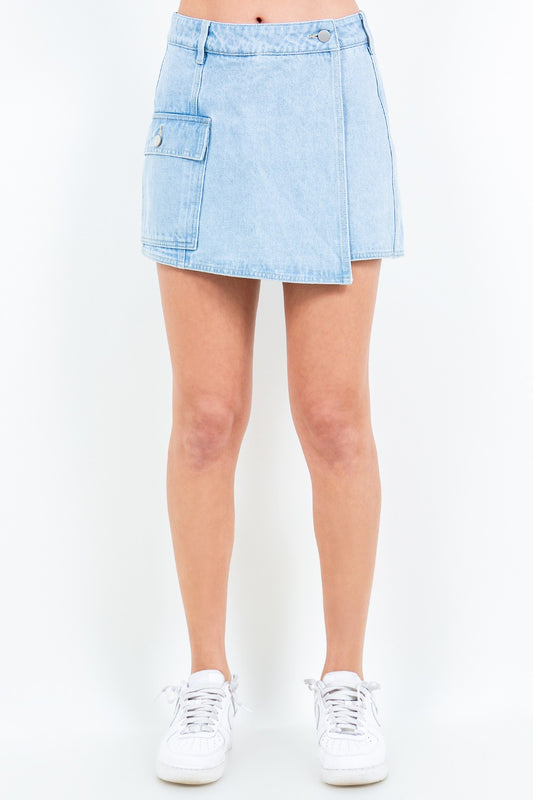 American Bazi Cargo Pocket Mini Skort LT Blue Bottoms American Bazi Bottoms Clothing Ship from USA Women Trendsi https://www.cyberehub.com
