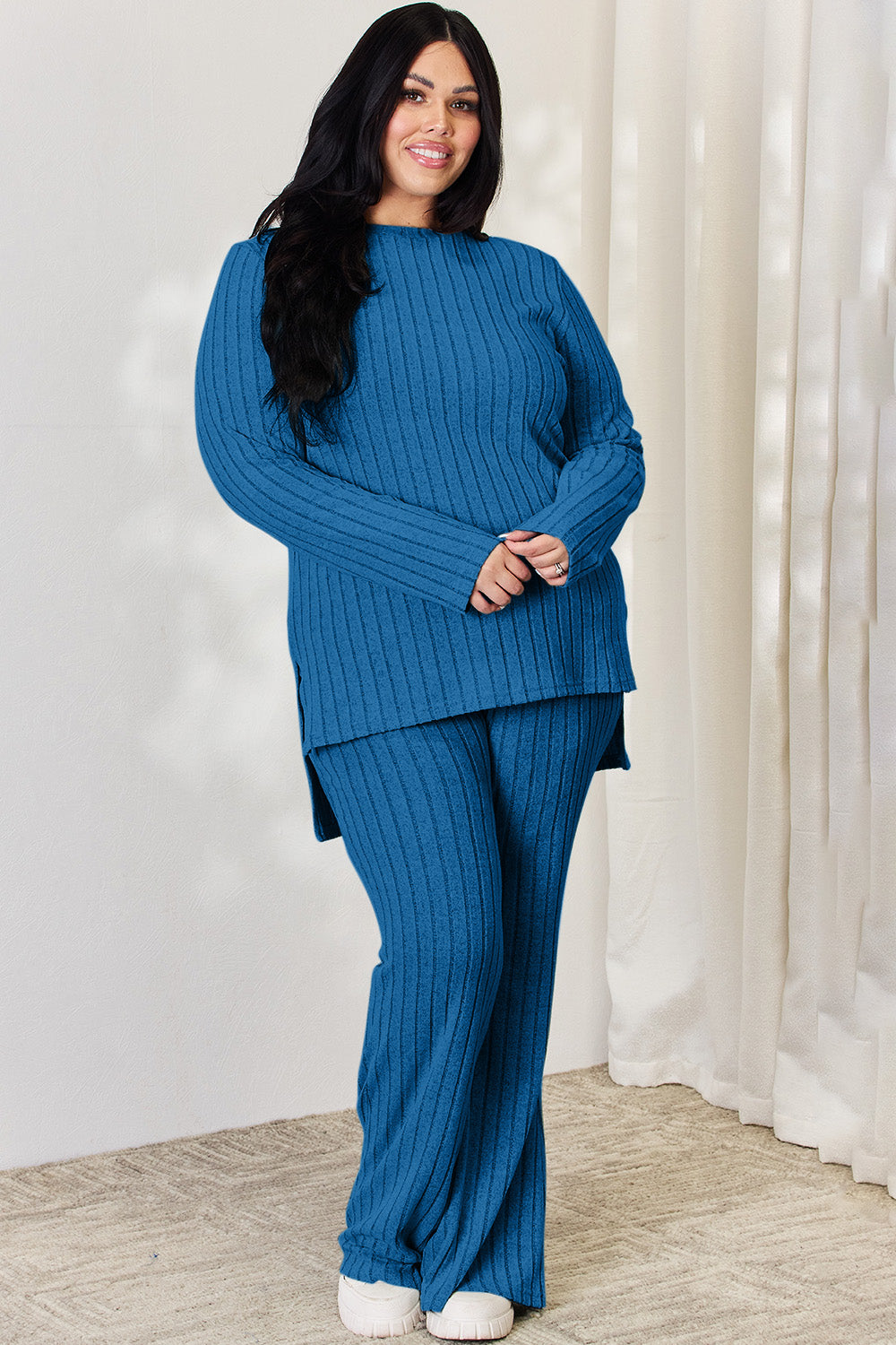 Basic Bae Full Size Ribbed High-Low Top and Wide Leg Pants Set Apparel/Tops Basic Bae Ship from USA TikTok Tops Trendsi USPS Walmart Walmart Apparel Trendsi https://www.cyberehub.com