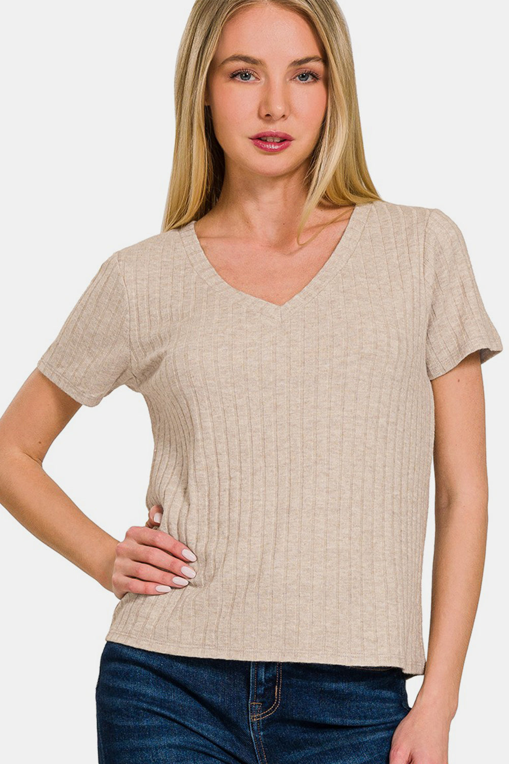 Zenana Ribbed Short Sleeve T-Shirt Ash Mocha Tops/Jackets/Sweaters Clothing Tops Ship from USA TikTok Trendsi USPS Walmart Zenana Trendsi https://www.cyberehub.com