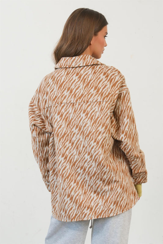 HYFVE Zebra Print Snap Down Long Sleeve Shacket Tops/Jackets/Sweaters Clothing Tops HYFVE Ship from USA TikTok Trendsi USPS Walmart Trendsi https://www.cyberehub.com