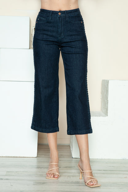 Judy Blue Full Size Side Seam Braid Detail Crop Wide Leg Jeans Bottoms Bottoms Clothing Judy Blue Pants Ship from USA Women Trendsi https://www.cyberehub.com