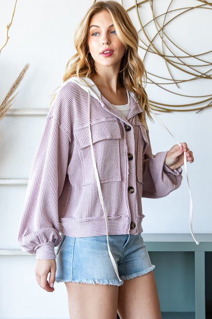 Reborn J Contrast Hooded Button Down Ribbed Jacket Tops/Jackets/Sweaters Clothing Tops Reborn J Ship from USA TikTok Trendsi USPS Walmart Trendsi https://www.cyberehub.com