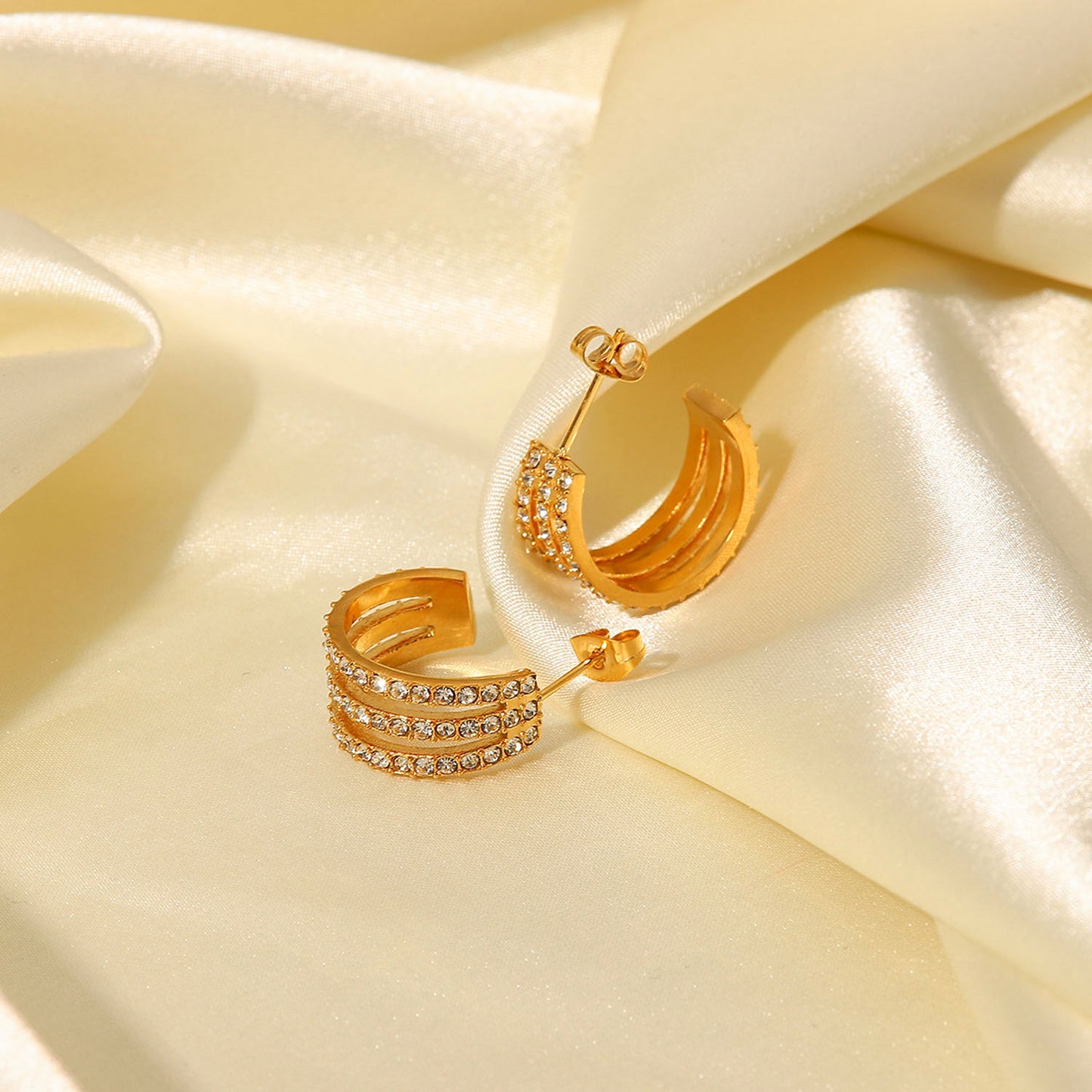 Stainless Steel Inlaid Zircon C-Hoop Earrings Jewelry Jack&Din Jewelry Ship from USA Walmart Trendsi https://www.cyberehub.com