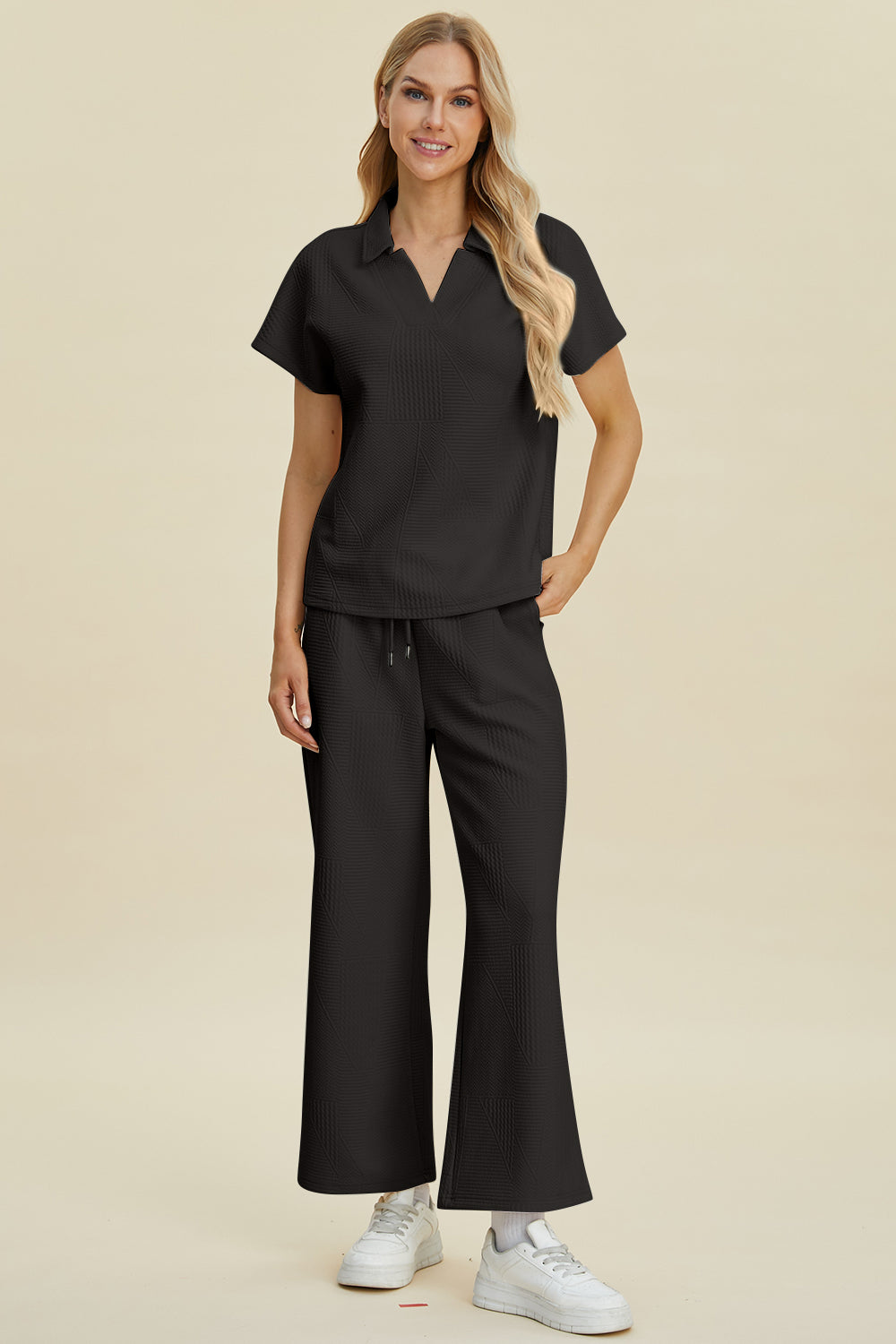 Double Take Full Size Collared Neck Short Sleeve Top and Pants Set Tops/Jackets/Sweaters Clothing Tops Double Take Ship from USA TikTok Trendsi USPS Walmart Trendsi https://www.cyberehub.com