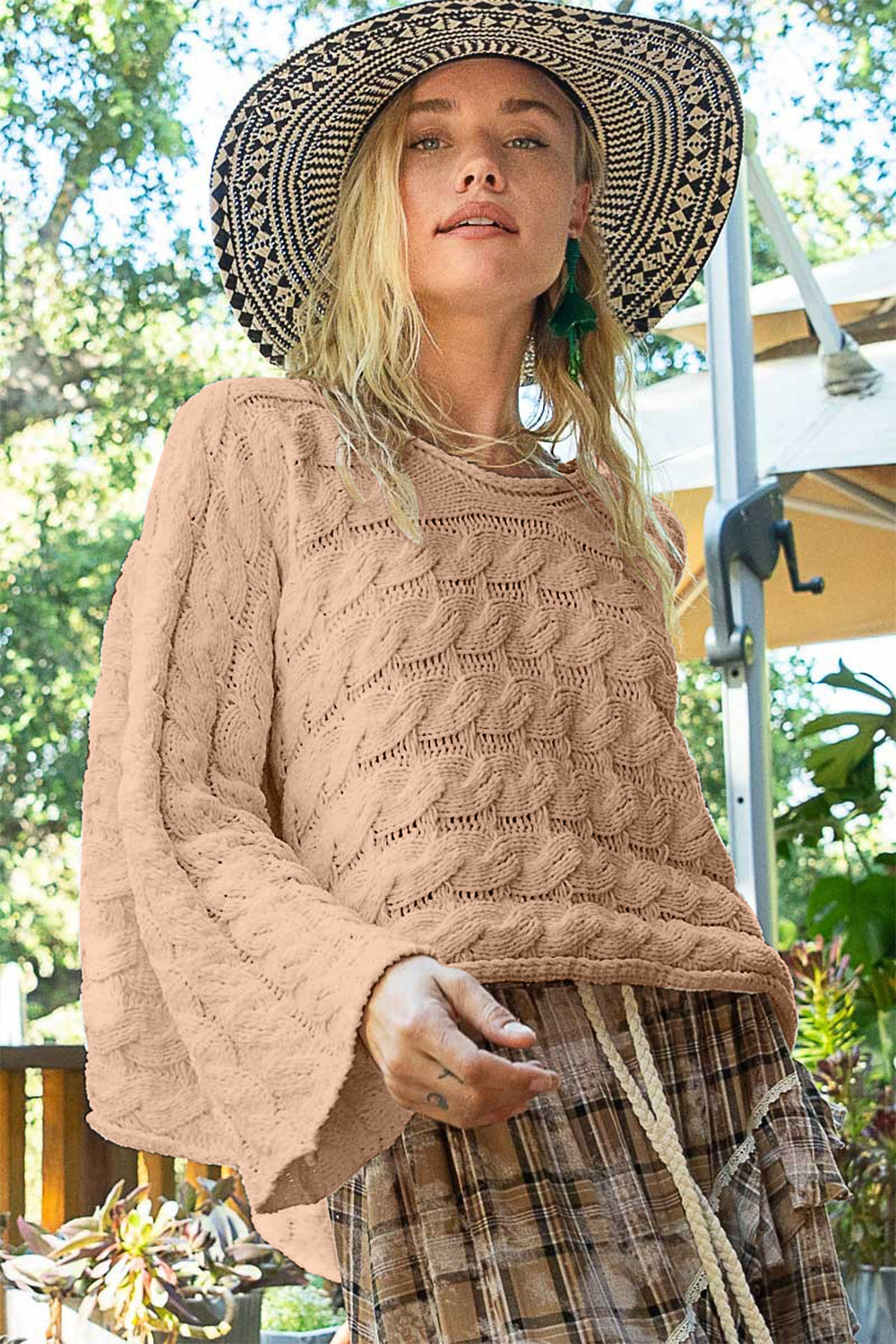 POL Round Neck Cable Knit Cropped Sweater Shirt Apparel Clothing Tops POL Ship from USA Shirts USA Women Trendsi https://www.cyberehub.com