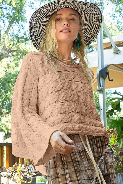 POL Round Neck Cable Knit Cropped Sweater Shirt Apparel Clothing Tops POL Ship from USA Shirts USA Women Trendsi https://www.cyberehub.com