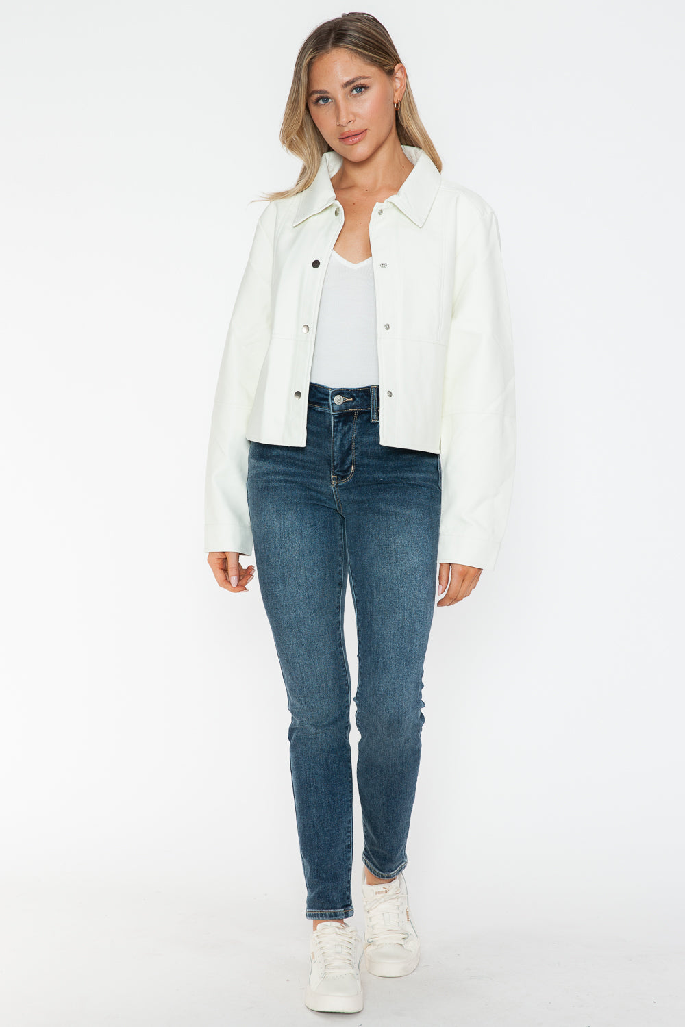 Snobbish Snap Down Long Sleeve PU Leather Jacket Tops/Jackets/Sweaters Clothing Tops Ship from USA Snobbish TikTok Trendsi USPS Walmart Trendsi https://www.cyberehub.com