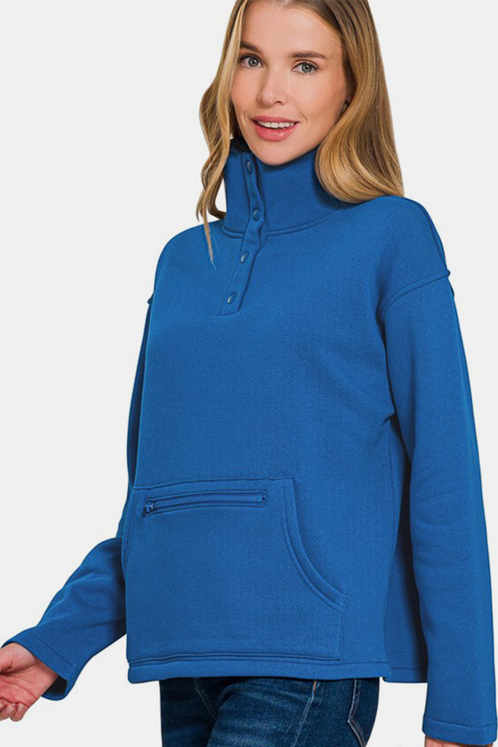 Zenana Turtleneck Half Snap Fleece Sweatshirt Apparel Apparel Ship from USA TikTok Trendsi Zenana Trendsi https://www.cyberehub.com