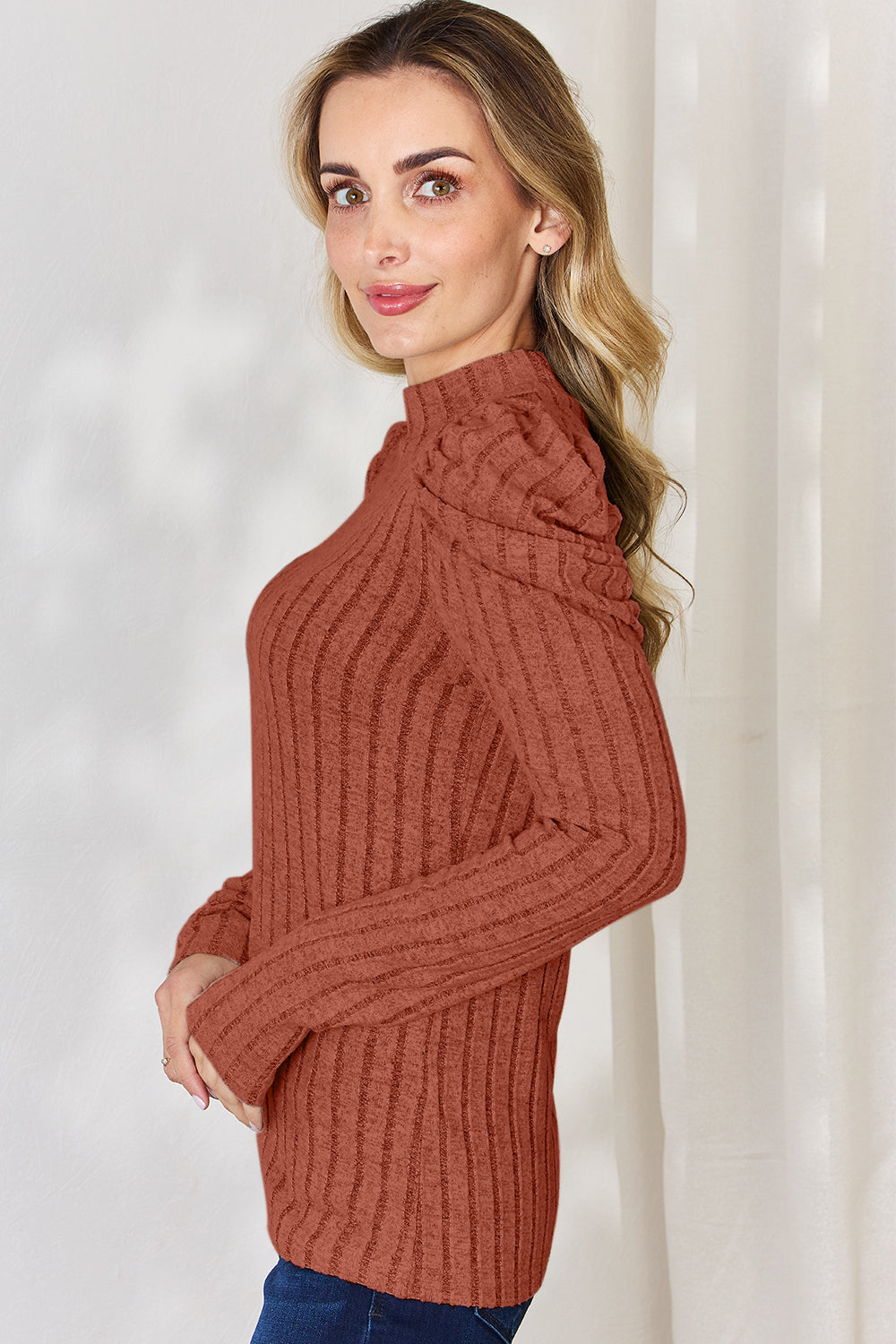 Basic Bae Full Size Ribbed Mock Neck Puff Sleeve T-Shirt Apparel/Tops Basic Bae Ship from USA TikTok Tops Trendsi USPS Walmart Walmart Apparel Trendsi https://www.cyberehub.com