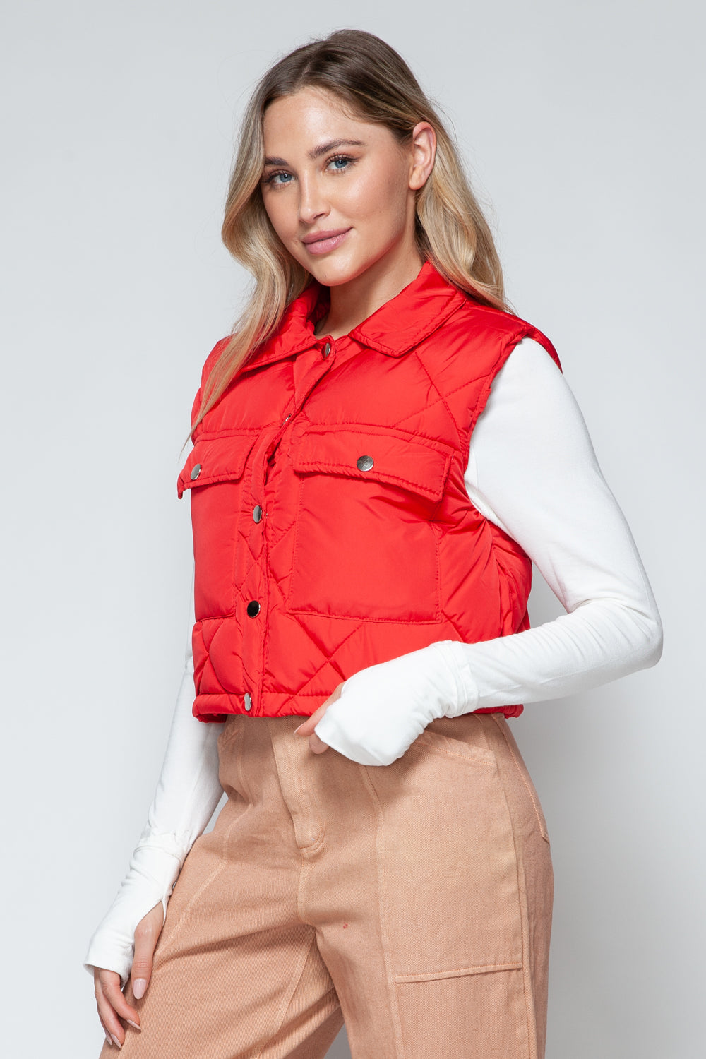 Snobbish Snap Down Quilted Crop Vest Shirt Apparel Clothing Tops Ship from USA Shirts Snobbish USA Women Trendsi https://www.cyberehub.com