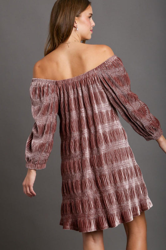 Umgee Off-Shoulder Balloon Sleeve Velvet Mini Dress Apparel Apparel Ship from USA TikTok Trendsi Umgee USA Trendsi https://www.cyberehub.com