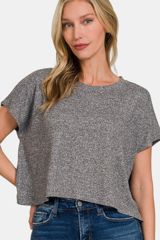 Zenana Short Sleeve Round Neck Cropped T-Shirt Black Tops/Jackets/Sweaters Clothing Tops Ship from USA TikTok Trendsi USPS Walmart Zenana Trendsi https://www.cyberehub.com