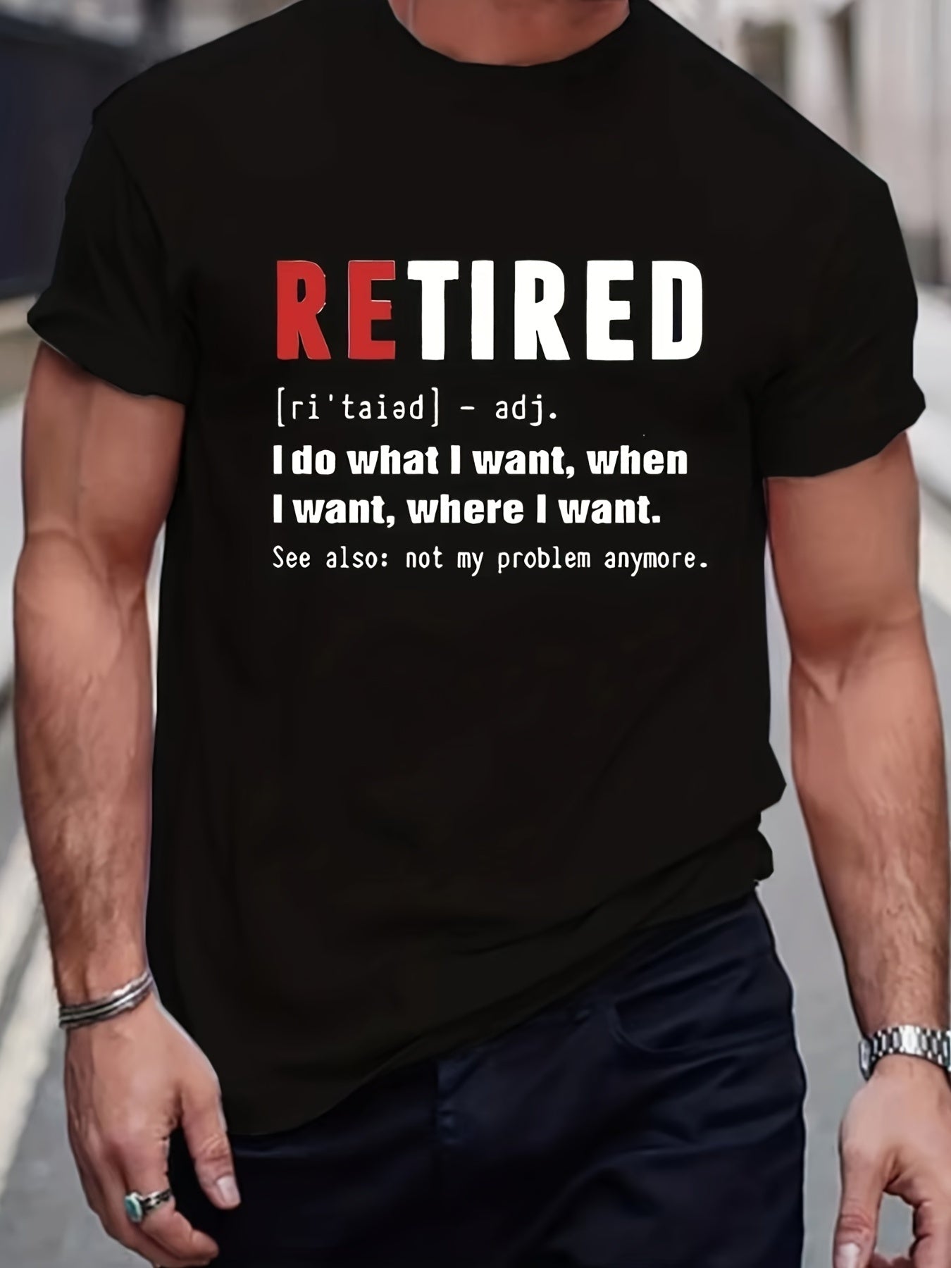 Interesting Retirement Definition Printed T-shirt, Men's T-shirt, Summer, Spring, Autumn Casual Short Sleeved T-shirt, Top As A Gift Apparel/Shirt/Graphic Shirt SNULLO https://www.cyberehub.com