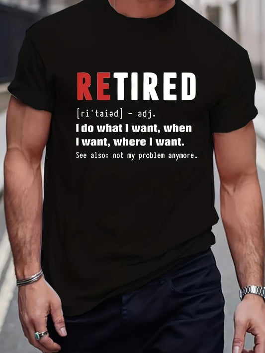 Interesting Retirement Definition Printed T-shirt, Men's T-shirt, Summer, Spring, Autumn Casual Short Sleeved T-shirt, Top As A Gift Apparel/Shirt/Graphic Shirt SNULLO https://www.cyberehub.com