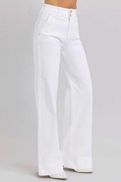 RISEN Full Size Tummy Control Double Button Wide Leg Jeans Bottoms Bottoms Clothing Pants RISEN Ship from USA Women Trendsi https://www.cyberehub.com