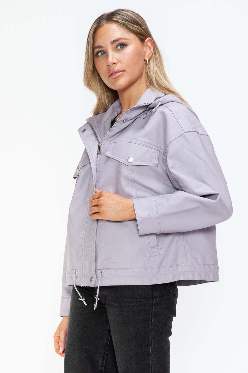 How Dare U Drawstring Hem PU Leather Zip Up Jacket Apparel Featured How Dare U Ship from USA Tiktok Trendsi USA USPS Walmart Trendsi https://www.cyberehub.com