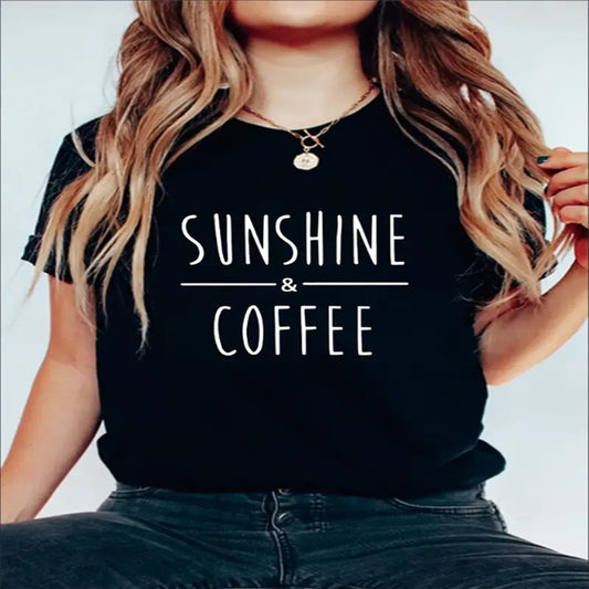 Sunshine Coffee Printed Solid Color T-shirt For Women Apparel/Shirt/Graphic Shirt SNULLO https://www.cyberehub.com