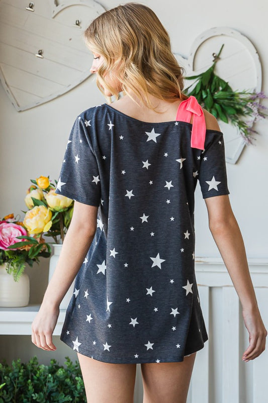 Heimish Full Size Star Print Asymmetrical Neck Short Sleeve Top Apparel/Tops Heimish Ship from USA TikTok Tops Trendsi USPS Walmart Walmart Apparel Trendsi https://www.cyberehub.com
