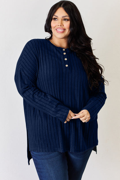 Basic Bae Full Size Ribbed Half Button Long Sleeve High-Low T-Shirt Apparel/Tops Basic Bae Ship from USA TikTok Tops Trendsi USPS Walmart Walmart Apparel Trendsi https://www.cyberehub.com