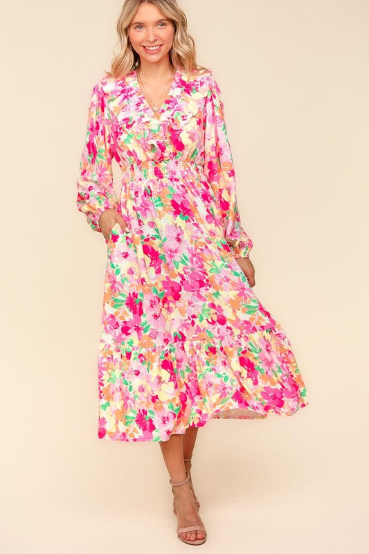 Haptics Full Size Floral Surplice Balloon Sleeve Dress with Side Pockets Apparel Apparel Haptics Ship from USA TikTok Trendsi Trendsi https://www.cyberehub.com
