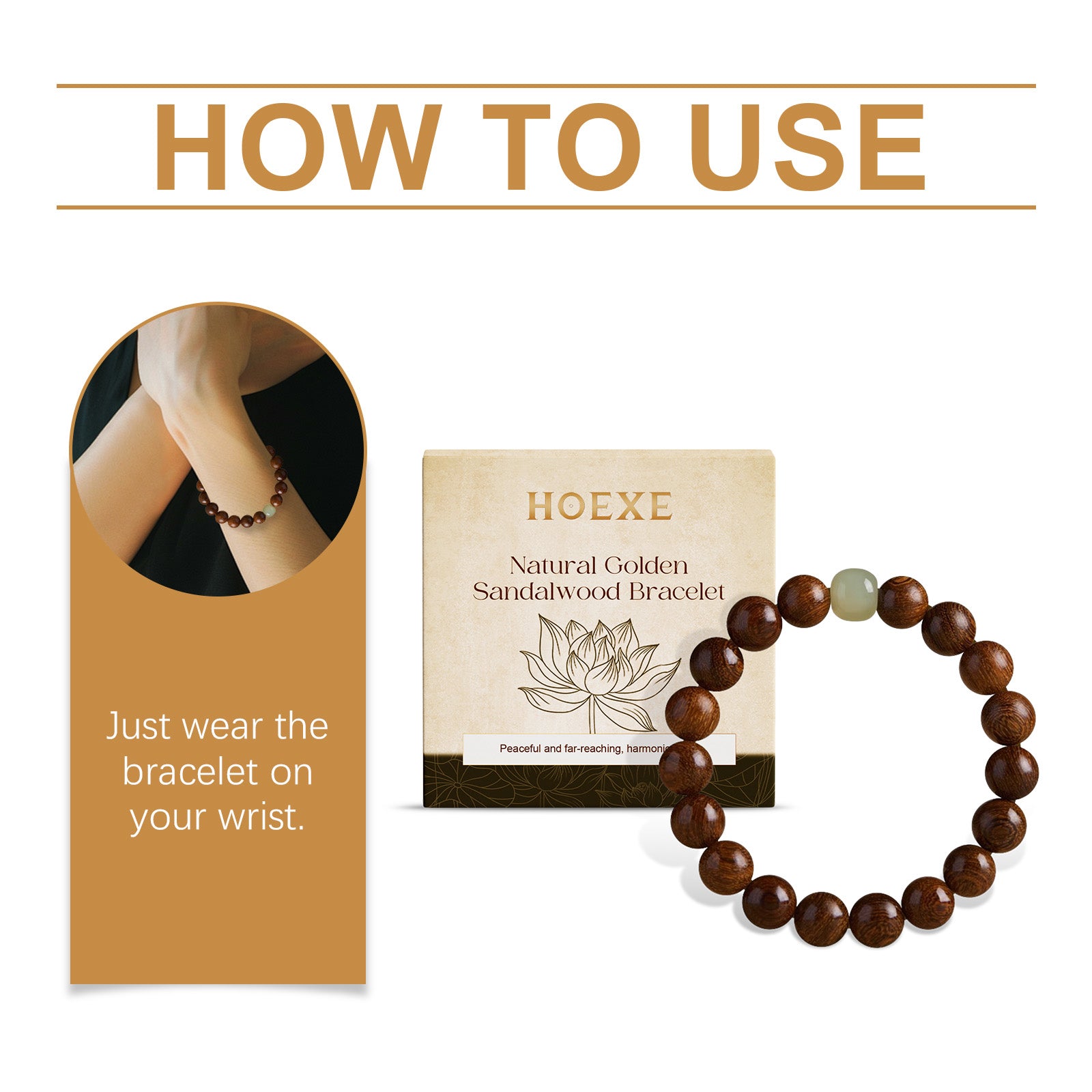 Gold Wire Sandalwood Bead String New Chinese Style Simple Minority Sense Ancient Style Style Play Decorative Bracelet HOEXE eprolo https://www.cyberehub.com