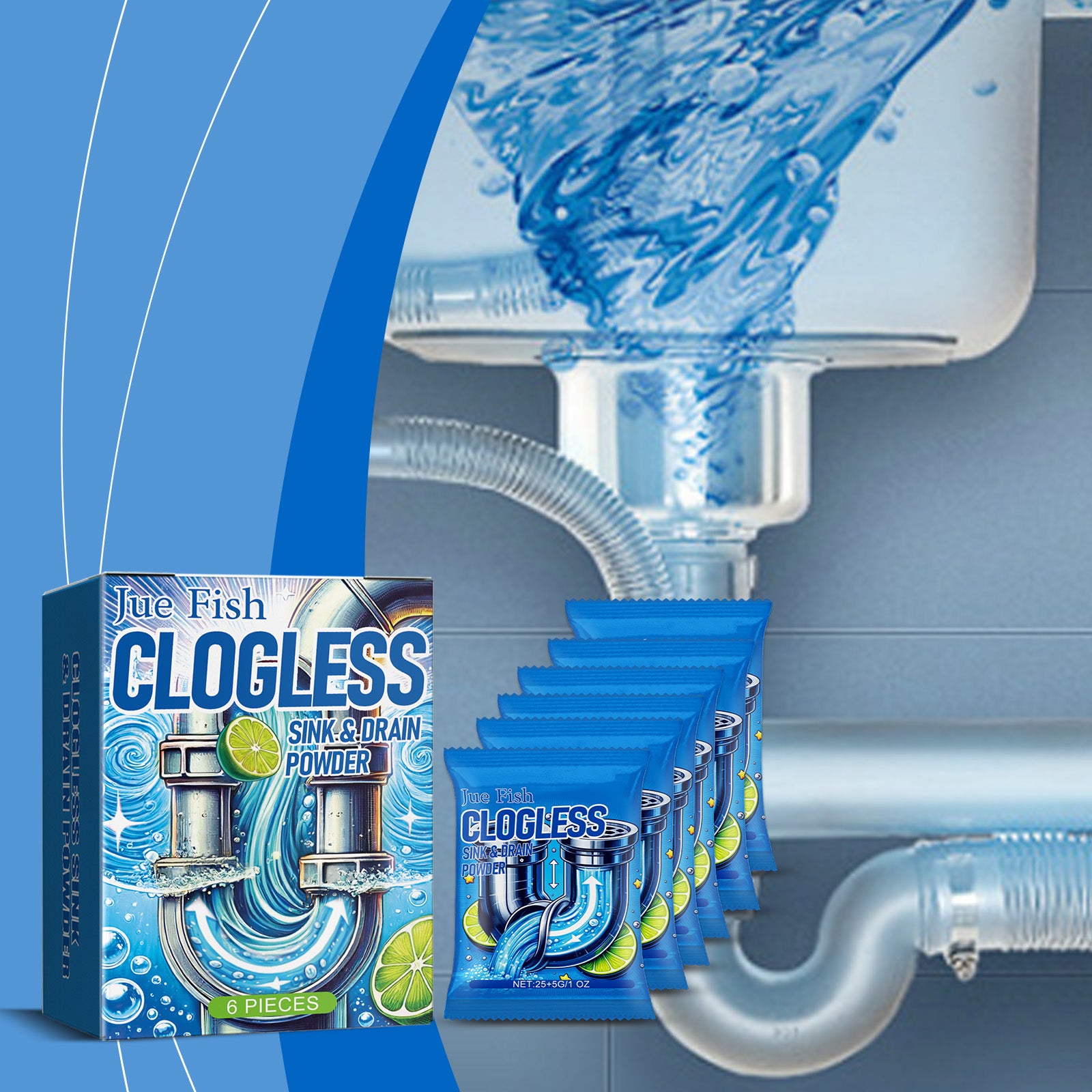 Jue-Fish Drain Remover Kitchen Toilet Drain Powder Oil Clogging Deodorant Cleaning Remover Home & Garden Home Goods Eprolo https://www.cyberehub.com