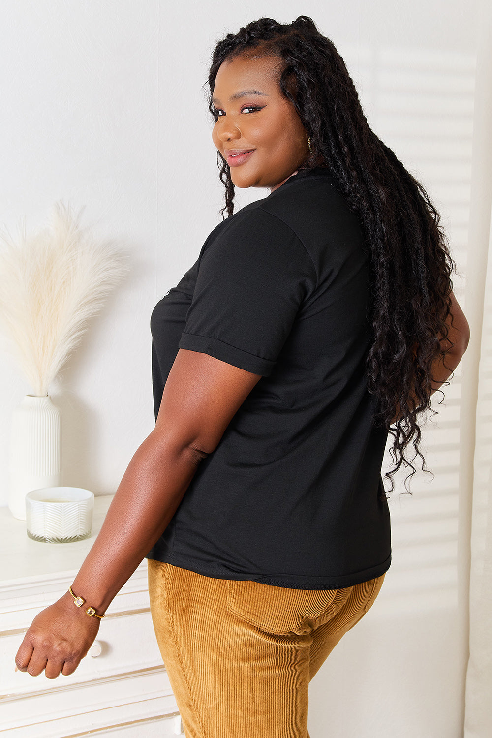 Simply Love Letter Graphic Round Neck T-Shirt Apparel/Tops Doorbusters Ship from USA Simply Love TikTok Tops Trendsi USPS Walmart Walmart Apparel Trendsi https://www.cyberehub.com