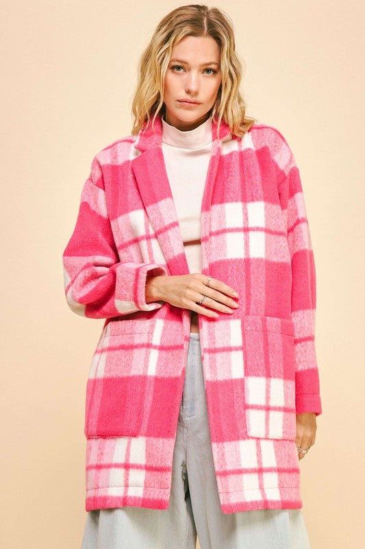 Davi & Dani Plaid Open Front Drop Shoulder Longline Coat Hot Pink Apparel Davi & Dani Featured Ship from USA Tiktok Trendsi USA USPS Walmart Trendsi https://www.cyberehub.com