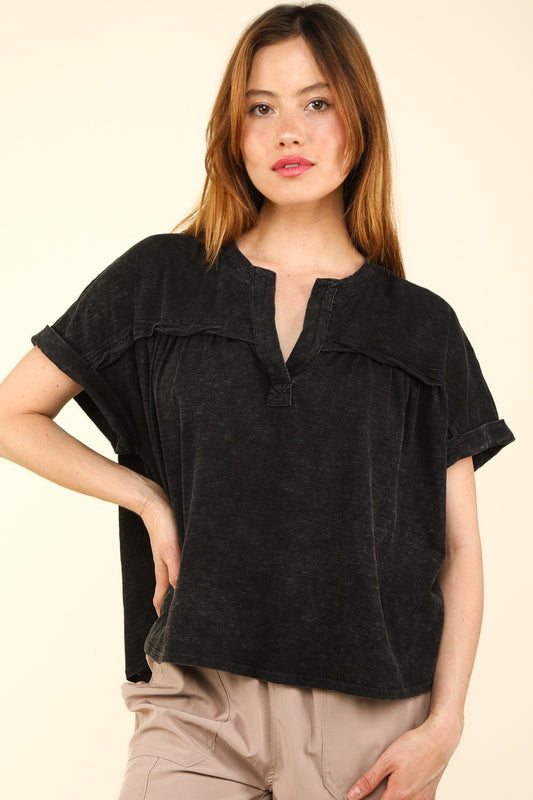 VERY J Nochted Short Sleeve Washed T-Shirt Black Tops/Jackets/Sweaters Clothing Tops Ship from USA TikTok Trendsi USPS VERY J Walmart Trendsi https://www.cyberehub.com