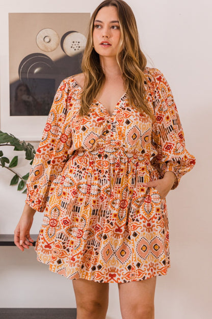 ODDI Full Size Printed Ruff Sleeve Romper with Pockets Apparel/Tops ODDI Ship from USA TikTok Tops Trendsi USPS Walmart Walmart Apparel Trendsi https://www.cyberehub.com