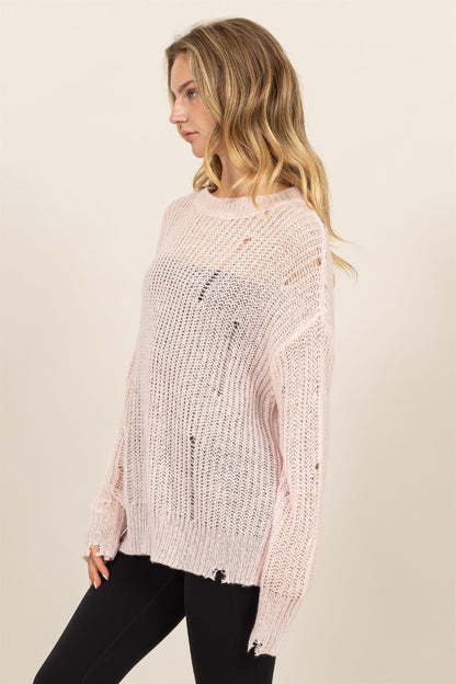 HYFVE Distressed Long Sleeve Knit Top Shirt Apparel Clothing Tops HYFVE Ship from USA Shirts USA Women Trendsi https://www.cyberehub.com