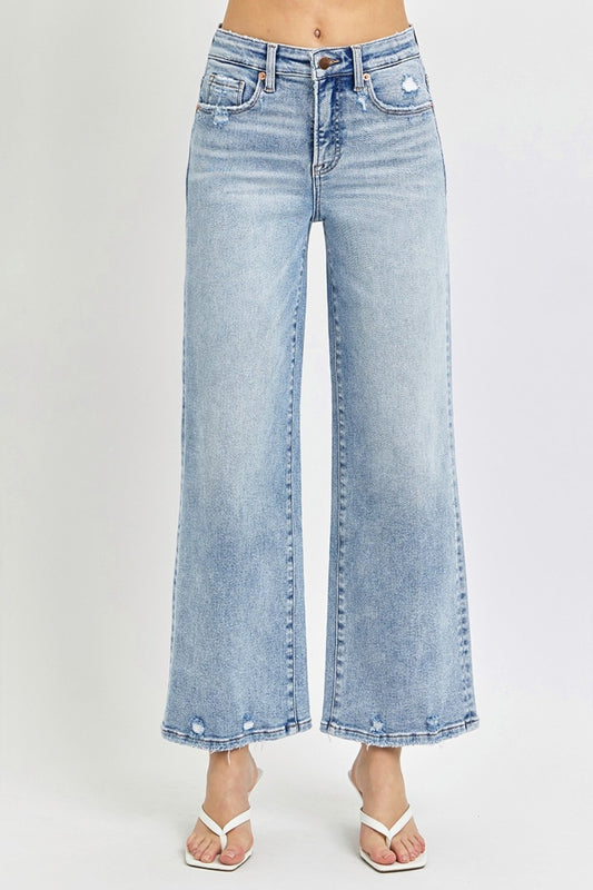 RISEN Full Size Tummy Control High Rise Crop Wide Leg Jeans Light Bottoms Bottoms Clothing RISEN Ship from USA Women Trendsi https://www.cyberehub.com