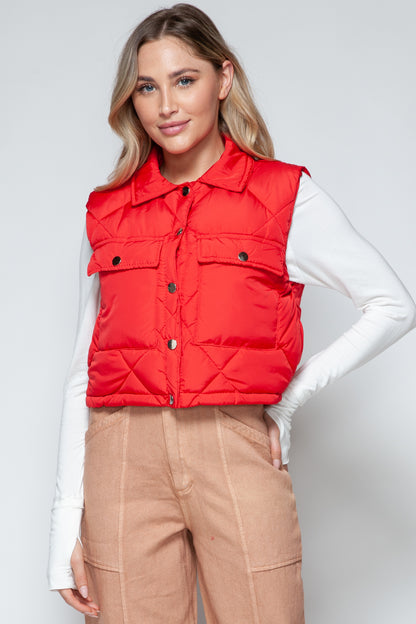 Snobbish Snap Down Quilted Crop Vest Shirt Apparel Clothing Tops Ship from USA Shirts Snobbish USA Women Trendsi https://www.cyberehub.com